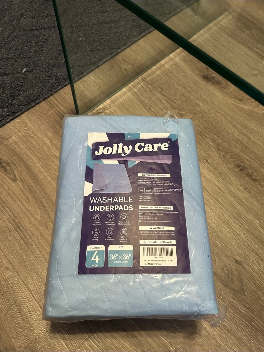 Washable Underpads - Light Blue (4-Pack)